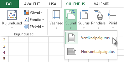 Klõpsake menüü Avaleht nuppu Suund