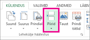 Klõpsake menüü Küljendus nuppu Piirid