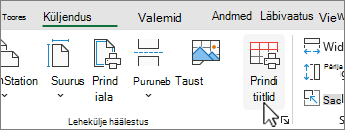 Klõpsake menüüs Küljendus nuppu Prindi tiitlid