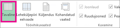 Klõpsake menüüs Vaade nuppu Tavaline
