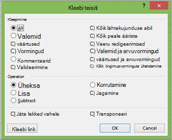 Dialoogiboks Teisiti kleepimine.