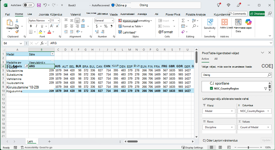 Värskendatud PivotTable-liigendtabel