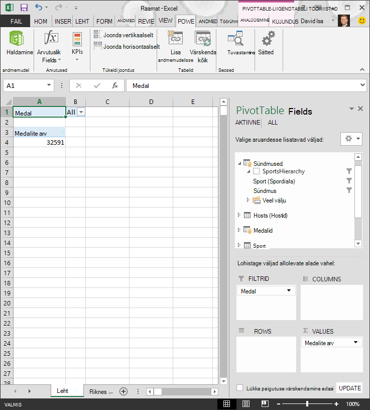 Peaaegu tühi PivotTable-liigendtabel