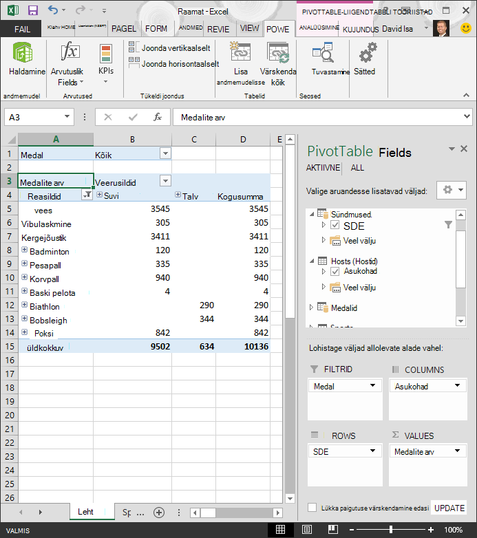 Filtreeritud PivotTable-liigendtabel