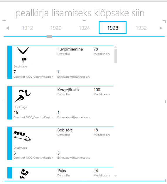 Funktsiooni PAANIDE JÄRJESTUS kasutamine Power View’s
