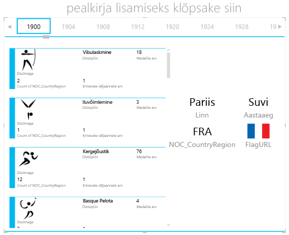 Ümbrisesse PAANIDE JÄRJESTUS uue visualiseeringu lisamine Power View’s