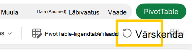 PivotTable-liigendtabeli värskendamise nupp iPadi lindil.