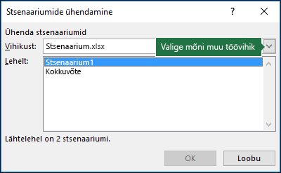 Dialoogiboks Stsenaariumide ühendamine