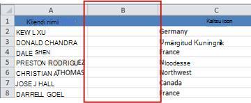 Empty column for entering formula