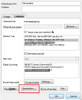 Dialoogiboks Ühenduse atribuudid