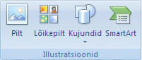 Kuvatõmmis, millel on kujutatud menüü Lisa jaotis Illustratsioonid.