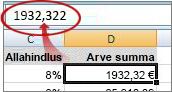 The value is shown in the formula bar