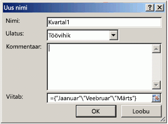Nime redigeerimise dialoogiboks koos valemiga