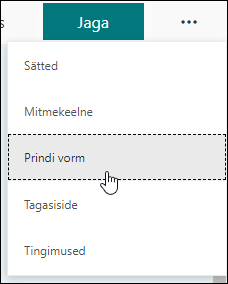 Microsoft Forms suvand Prindi vorm
