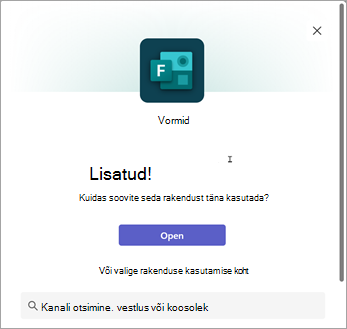 Valige vormide rakenduse kasutamise koht