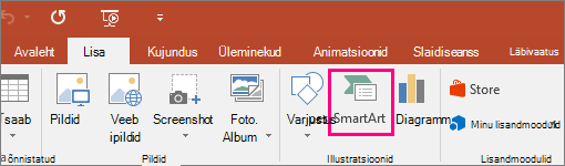 Pilt lisamismenüü nupust SmartArt