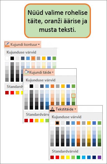 Uue täite-, teksti- ja äärisevärviga kujund