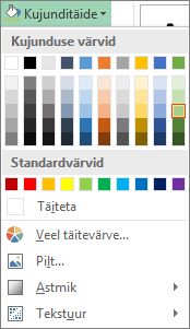 Shape Fill color options menu