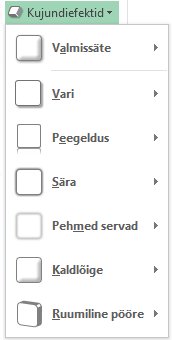 Menüü Kujundiefektid
