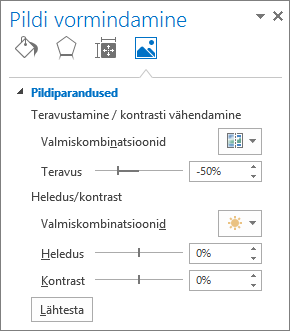 Picture Corrections options in the Format Picture task pane