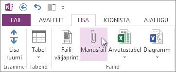 Faili manustamine märkmetele