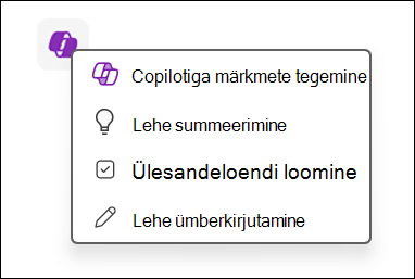 Juurdepääs OneNote'i lõuendi copilot-funktsioonile