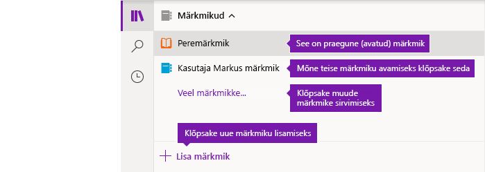 Märkmike loend OneNote’is Windows 10 jaoks