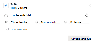 Kuvatõmmis, millel on kujutatud ülesande hüpikdialoogiboks.