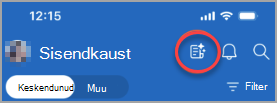 Kuvab teatisekellast vasakul asuva ikooni, kus kuvatakse vastamist vajavad meilisõnumid või meilisõnumid.