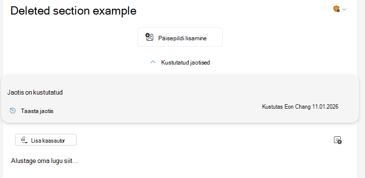 Tumblerlüliti Kustutatud jaotised asub väljaande ülaosas
