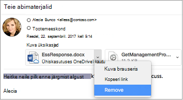 Manuse eemaldamiseks valige allanool ja eemalda