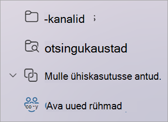 Valige kaustaloendis Ava uued rühmad või Mine rühmadesse