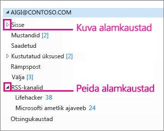 Alamkaustade kuvamine ja peitmine
