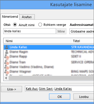 Kasutajate lisamine õigusetasemele