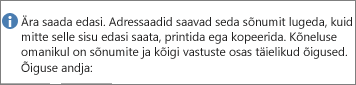 Meilisõnumile lisatud teade Ära saada edasi