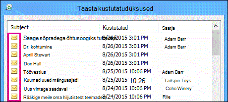 Kõigil üksusetüüpidel on taastatavate üksuste kaustas sama ikoon