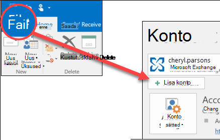 Valige Fail > Lisa konto.