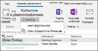 Saate printida koosolekul osalejate loendi ja nende vastuse oleku.