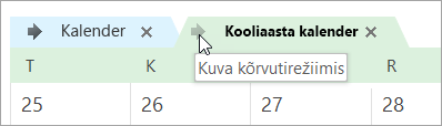 Klõpsake noolt Kuva kõrvutirežiimis
