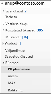 Valige vasakpoolsel navigeerimispaanil rühm