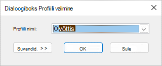 Dialoogiboks Profiili valimine uue profiili nimega.