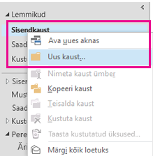 Paremklõpsumenüü abil saate luua uue alamkausta.