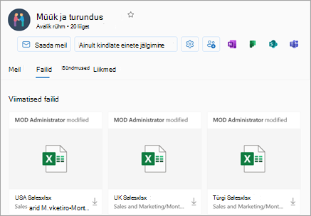 Viimatistele failidele pääseb juurde rühmavaate jaotisest Files