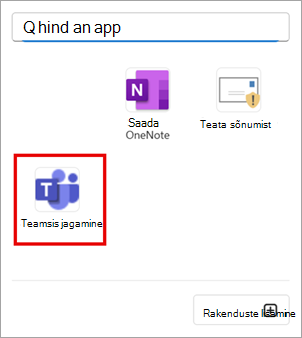 Valige Jaga Teamsis, et anda Outlookis meilisõnum Teamsi.