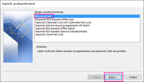 Valige Ekspordi faili.
