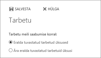 Tarbetute üksuste suvandid