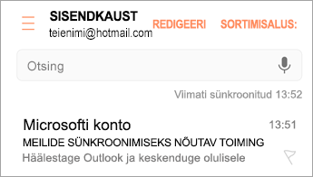 Avage meilisõnum, milles on kirjas Toiming on nõutav