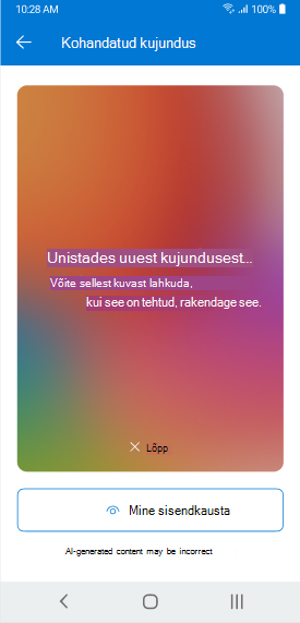 Kuva, kus on näha Outlook Mobile'is genereeritava Copiloti kujundus