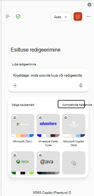 Kuvatõmmis, millel on kujutatud PowerPointi managebrandkitsi sisenemispunkt.