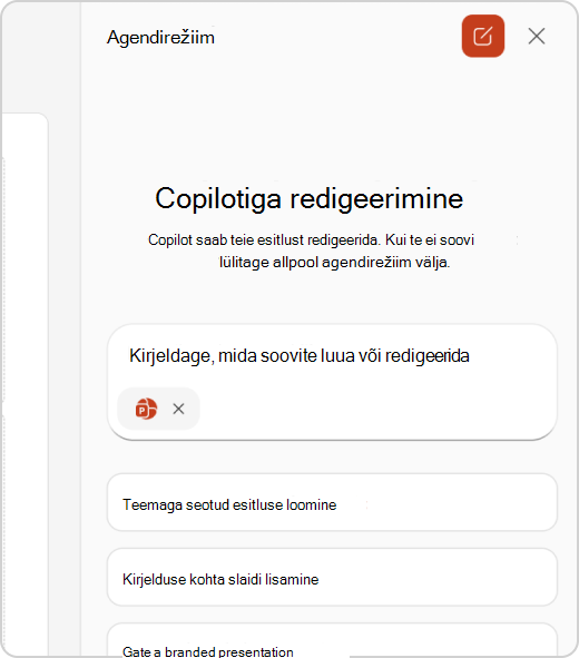 Agendirežiimi vestluspaan